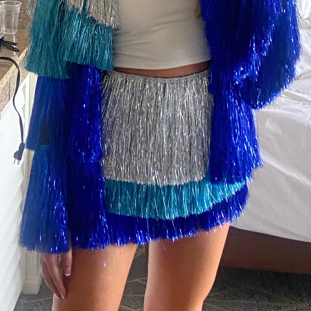 Nasty Gal Blue Fringe Skort - Picture 3 of 3